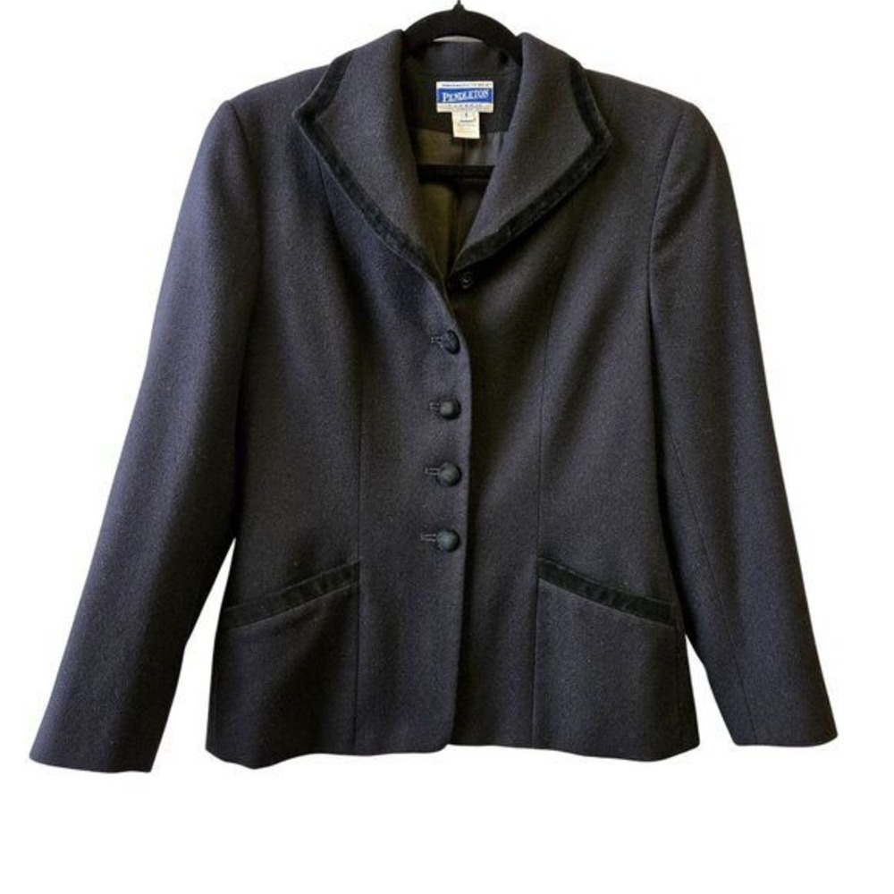 Pendleton Vintage Wool Blazer Women's Size 6‎ Old Money Classic Preppy Black